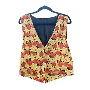 Cityscape | Vintage 🍁 Autumn Leaves Women's Vest With Buttons XL
